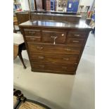 19th cent. Mahogany chest of drawers five over three, including hat drawer with brass furniture,
