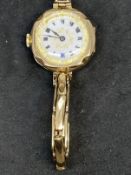 Watches: Hallmarked gold 375 Bird in Ring ladies wristwatch, cased and bracelet stamped. 18g