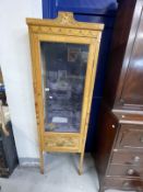 Early 20th cent. Satinwood painted display cabinet glass door and shelves on square tapering legs