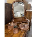 Early 20th cent. Mahogany dressing table mirror with serpentine base plus three pieces of decorative