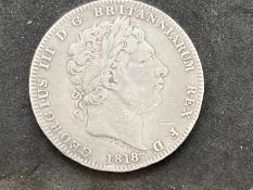 Coins: George III silver 1818 Crown.