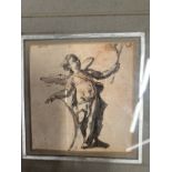 Venetian School: Probably 18th century pen, ink and grey wash drawing of Putto, unsigned, framed and