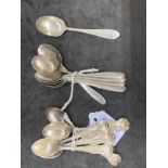 Hallmarked Silver: Two sets of six teaspoons, plus one other. 5.8oz.