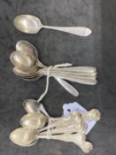 Hallmarked Silver: Two sets of six teaspoons, plus one other. 5.8oz.