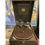 Mechanical Music Property of Local Collector. Gramophones: HMV portable gramophone in black