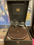 Mechanical Music Property of Local Collector. Gramophones: HMV portable gramophone in black