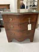 Georgian style small mahogany serpentine chest of drawers. 24ins. x 17ins. x 27½ins.