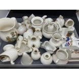 20th cent. Ceramics: Crested ware, quantity of assorted vases, shoe, cheese dish, rabbit City of