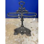 19th cent. Coalbrookdale Company cast iron umbrella stand, drip tray with impressed marks, '