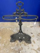 19th cent. Coalbrookdale Company cast iron umbrella stand, drip tray with impressed marks, '