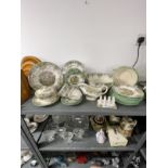 20th cent. Ceramics: Spode 'Byron' tea cups x 3, saucers x 5, coffee cup saucers x 2, gravy boat,