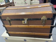 20th cent. Painted pine chest decorated with moon and stars. 39ins. x 18½ins. x 13ins. Plus 20th
