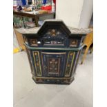 19th cent. Scandinavian painted corner cupboard with later paint work. 30ins. x 20ins. x 36ins.