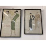 Pair of lithographs, couples in 1920s dress Vertes Dancing Douze lithographs Originales editions,