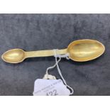 Hallmarked Silver: Gilt medicine spoon hallmarked London 1871, sponsors mark George Angell. Weight