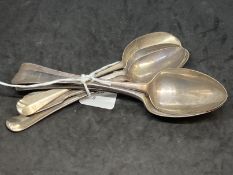 Hallmarked Silver: Serving spoons six Victorian and Georgian all hallmarked London, mixed dates.