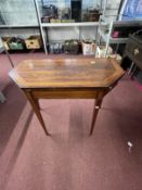19th cent. Mahogany card table with fruitwood border and ebonised stringing on tapered supports.