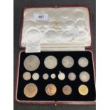 Coins: 1937 Royal Mint George VI specimen coin set in red leather and gilt box of issue.
