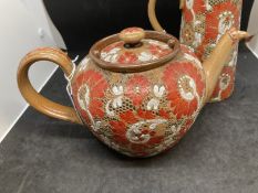Late 19th cent. Ceramics: Doulton Lambeth Slaters Patent water or milk jug, enamelled in an orange