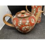 Late 19th cent. Ceramics: Doulton Lambeth Slaters Patent water or milk jug, enamelled in an orange