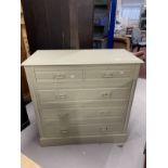 Edwardian painted pine chest of two short over three long drawers on plinth base. 40½ins. x 19ins. x