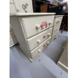 20th cent. Painted pine three drawer chest of drawers. 26ins. x 21½ins. x 29ins. Plus a smaller