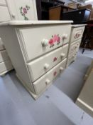 20th cent. Painted pine three drawer chest of drawers. 26ins. x 21½ins. x 29ins. Plus a smaller