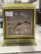 Clocks: 20th cent. Onyx Elliott of London mantel clock retailed by Mallory of Bath.