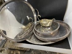 20th cent. Plate: Art style oval tray with scroll handles Goldsmith & Co. Regent Plate. 17½ins. x