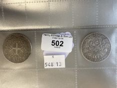 Numismatics: Malta silver 1796 Emmanuel de Rohan 2 Scudi 24g. Plus Belgium Leopold II 5 Franc 1872