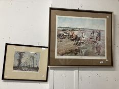 20th cent. Prints: Terence Cuneo signed limited edition print 276/500 'Camargue Round Up'. 27ins.