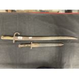 Militaria: Franco Prussian 1870 Chassepot bayonet and scabbard, 28ins. Plus Boer War Victorian