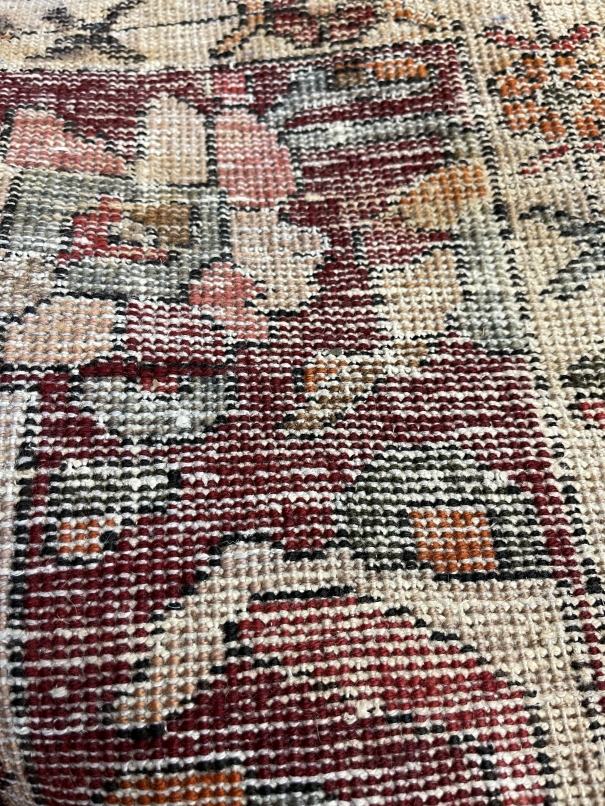 Carpets: Persian carpet with geometric and floral motifs on a predominantly maroon ground. 114ins. x - Image 2 of 2