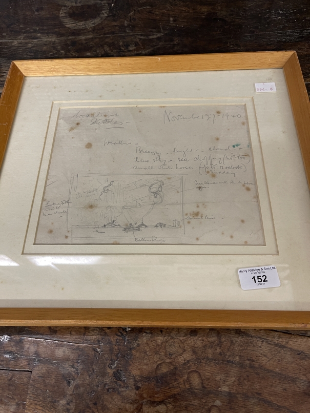 Walter Thomas (1894-1971): Original preliminary sketches, one watercolour of a two funnel liner - Image 2 of 2