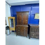 19th cent. Mahogany secretaire with applied beading decoration and brass furniture on bracket