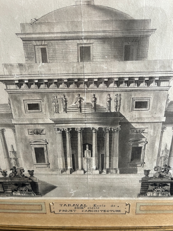 18th cent. Pen and ink and wash architectural study of a rotunda, Taraval Ecole de XVIII Siecle - Image 2 of 5