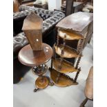 19th cent. Mahogany circular smokers stand on single support with three stylised feet and second