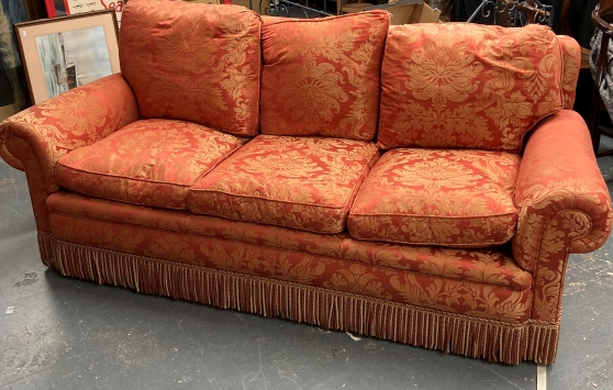 20th cent. Three seater settees, a pair. Plus 20th cent. Three seater settee. (3)