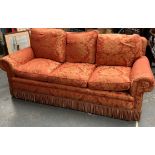 20th cent. Three seater settees, a pair. Plus 20th cent. Three seater settee. (3)