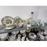 20th cent. Ceramics: Spode 'Byron' tea cups x 3, saucers x 5, coffee cup saucers x 2, gravy boat,