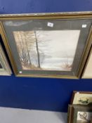 20th cent. Edwin Greig Hall: Watercolour, lake and mountains, signed bottom left. 19ins. x 14ins.