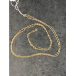 Hallmarked Gold: Long interlock link rose gold keeper or Chatelaine chain marked 9ct. Length