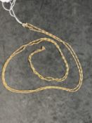 Hallmarked Gold: Long interlock link rose gold keeper or Chatelaine chain marked 9ct. Length