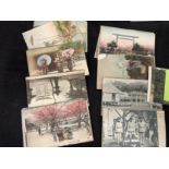 Postcards: Fifty-two cards from the Far East, mainly Japanese, including hand decorated,
