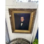 English School: Oil on canvas portrait of a gentleman, unsigned, in a shell carved giltwood frame.