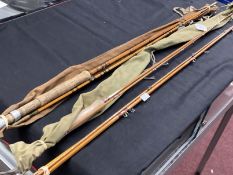 Angling/Fishing Equipment: Fishing rods, an unsigned 9ft three piece split cane fly fishing rod in