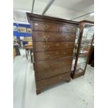 Late 18th cent. Mahogany chest on chest moulded cornice above two short, three long drawers, a