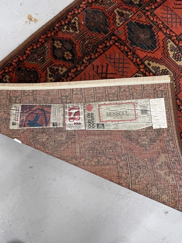 Carpets & Rugs: 20th cent. Turkoman runner madder red ground, five rectangular central panels with - Image 2 of 2