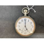 Watches: Goliath Steel pocket watch signed Rowell of London, slight chip to the enamel face. Dia.