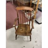 19th cent. Oak and elm spindle back Windsor chair.